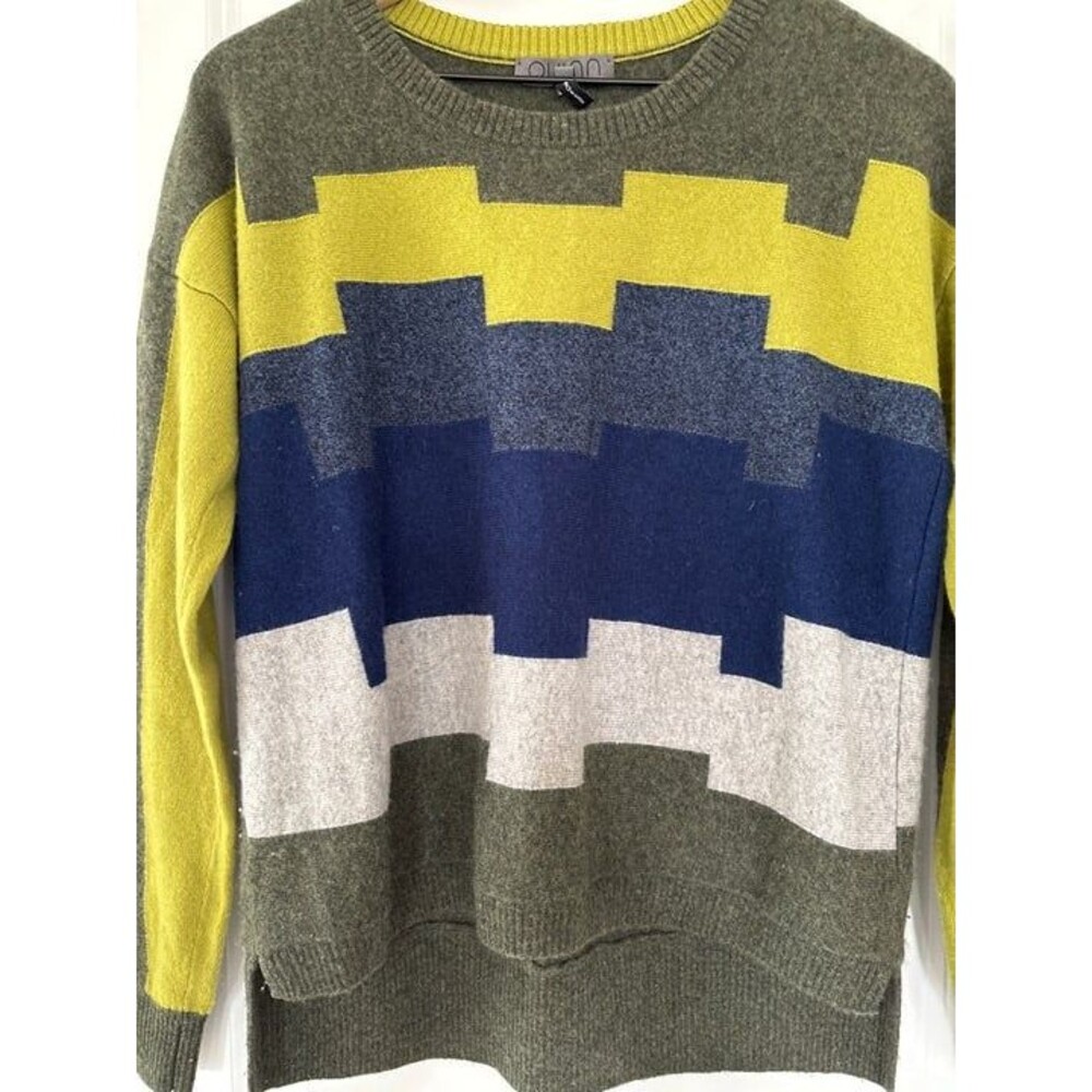 Quinn Cashmere Colorblock Geometric MCM Designer Lightweight Knit